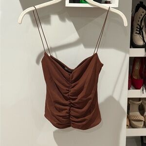 Zara Brown Ruched Camisole Top